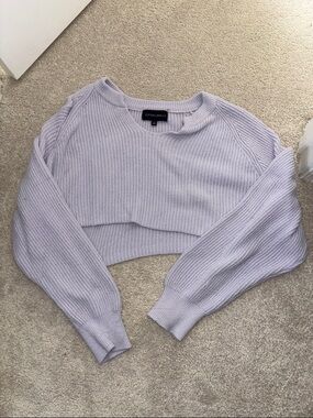 Lilac Cropped Ribbed Sweater